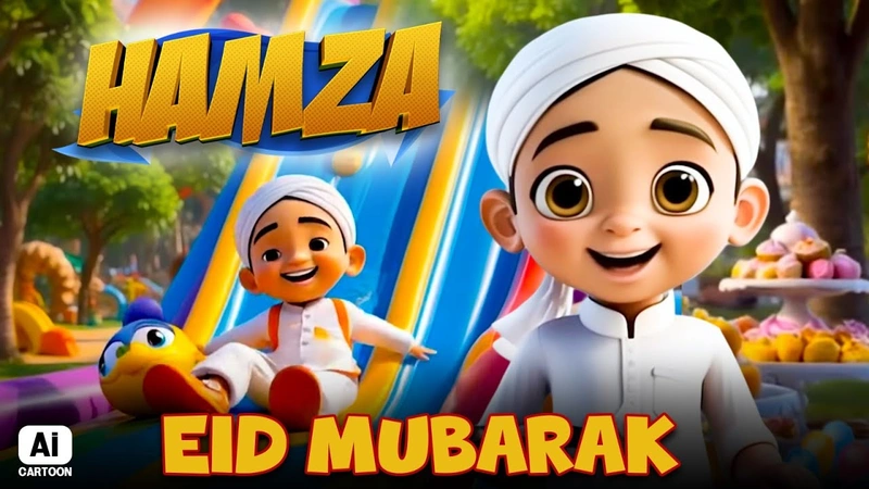 Eid Mubarak | Hamza Cartoon Series | AI Cartoon Video | Madani Channel Pr